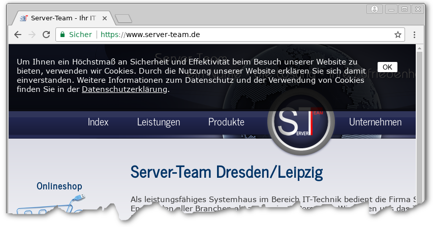 Beispiel Einblendung Hinweis zu Cookies und Datenschutz Beispiel Einblendung Hinweis zu Cookies und Datenschutz